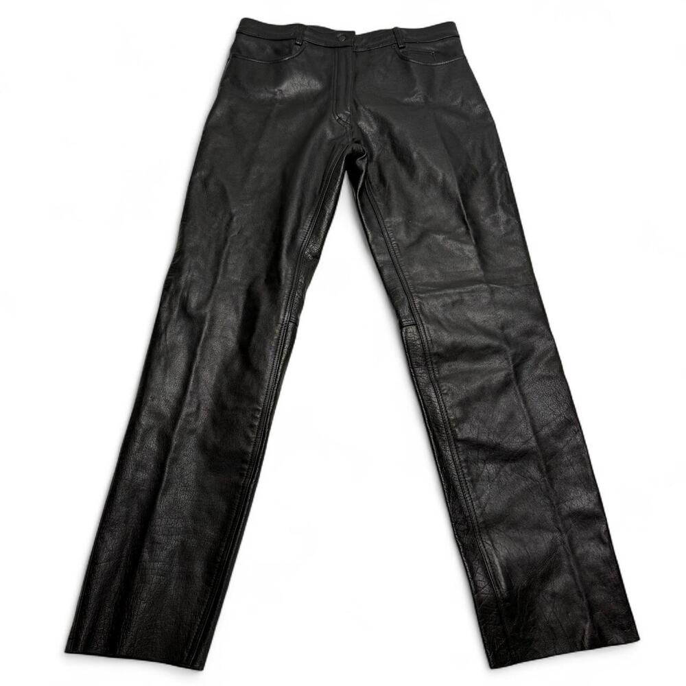Xelement Black Genuine Leather Motorcycle Pants Womens 12